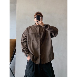 1506/Q30820/P43高级感覆古衬衫男士痞帅风衬衣秋季上衣图片