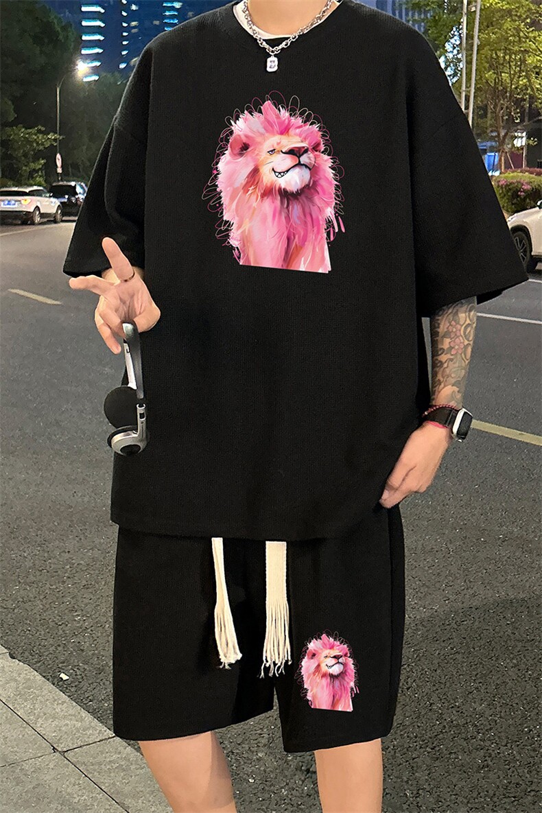 套装！华夫格套装短袖T恤短裤男HTZ528-特p：38,男装牛仔裤,电商B371