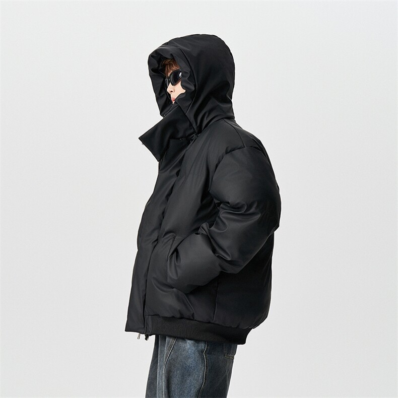 有长图冬季防风PU皮羽绒棉服男宽松连帽棉衣棉袄外套MF00760/P100,男装棉衣,电商B316