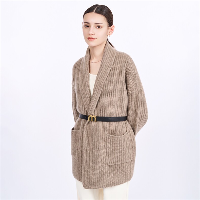 大V领纯山羊绒大衣羊绒女宽松外穿慵懒风外套，女装羊绒大衣，星纬羊绒