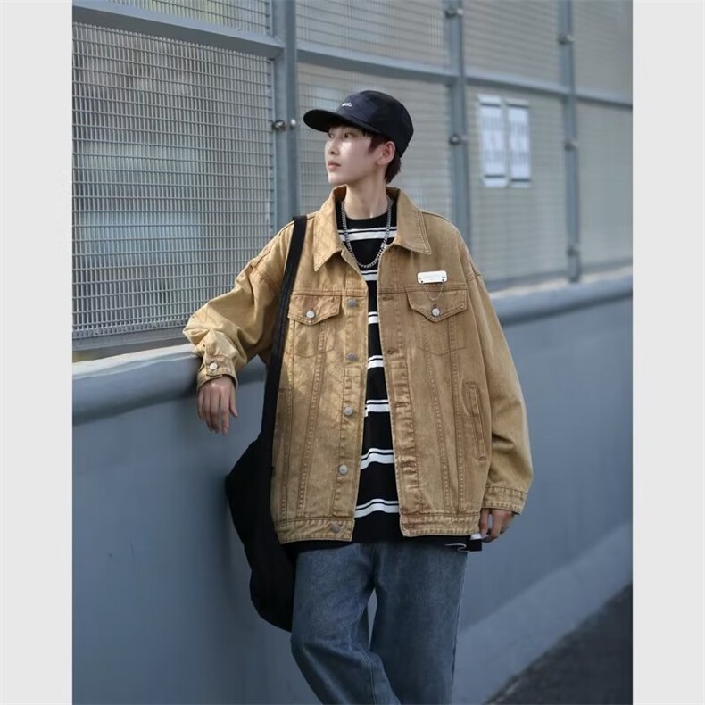 秋装日系宽松原宿情侣休闲牛仔外套美式复古工装夹克男JK87-P73,男装夹克,星座1109-3