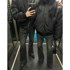 春秋季百搭cleanfit复古水洗宽松微喇直筒黑色牛仔裤WL3088-P47，男装牛仔裤，星座1008