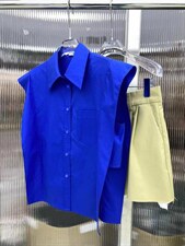 KP设计师款—克莱因蓝无袖衬衫，女装衬衫，KEEP MIX