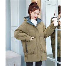 羽绒棉服女中长款2023冬季新款宽松休闲时尚减龄加厚棉衣棉袄外套，女装棉衣/棉服，牡丹诺
