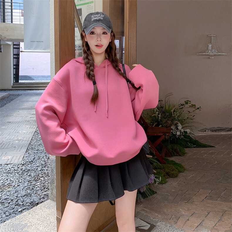 玫粉色连帽卫衣外套女春秋2025新款慵懒学院风减龄小个子上衣爆款,女装短外套,2C372
