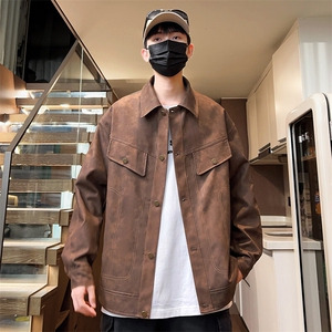 春秋皮夹克男翻领男士外套潮流休闲上衣个性大码A266-PY009-P100图片