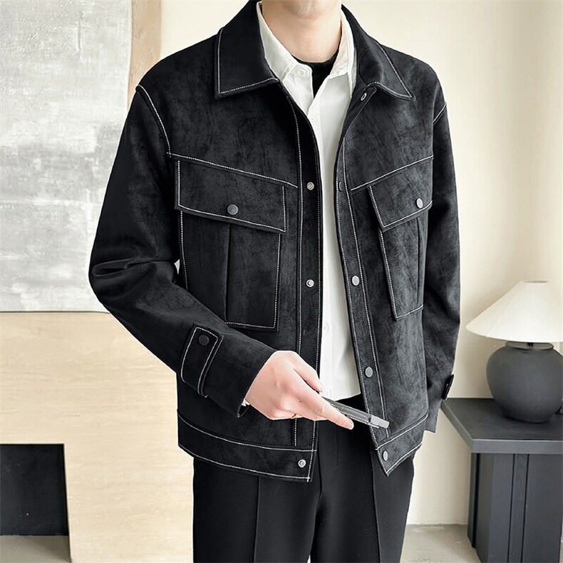 轻熟风~2025春季PU皮夹克外套K711/P115,男装夹克,电商B331