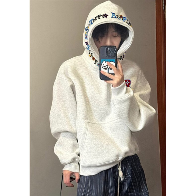 秋冬季新款青少年简约刺绣套头男女款休闲宽松连帽卫衣WH01,男装卫衣,星座1116A（原606A-3）