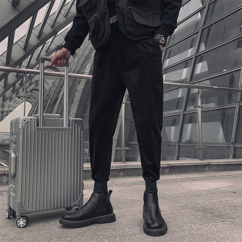 2025秋冬季新款灯芯绒休闲裤男韩版潮流纯色条绒裤子男网红同款，男装休闲裤，电商A327