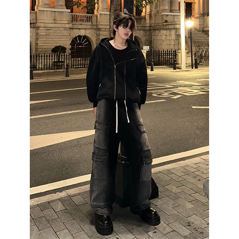 B221 美式ins高街重工艺宽松做旧工装牛仔裤子 LK23143-P80 控108图片