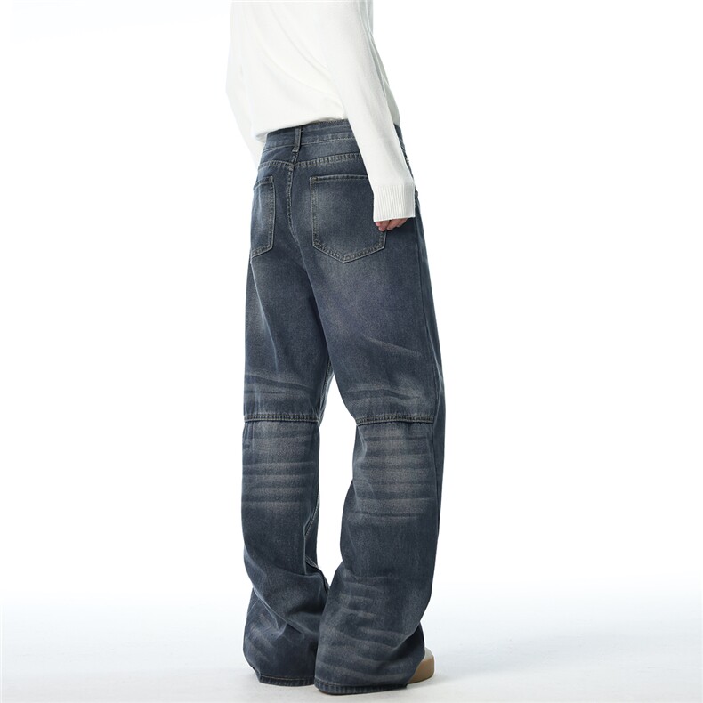 XZ1011-8522-P55控88蓝灰色宽松直筒打折牛仔裤，男装牛仔裤，星座B271