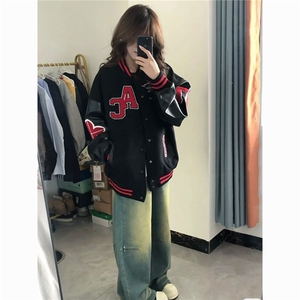 美式复古撞色棒球服外套字母新款情侣夹克潮JK766-P65图片
