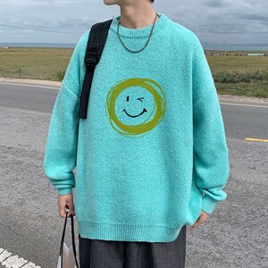 ！2023秋冬新款男士笑脸毛衣百搭潮流简约针织衫上衣M815P45,男装针织衫/毛衣,电商B220