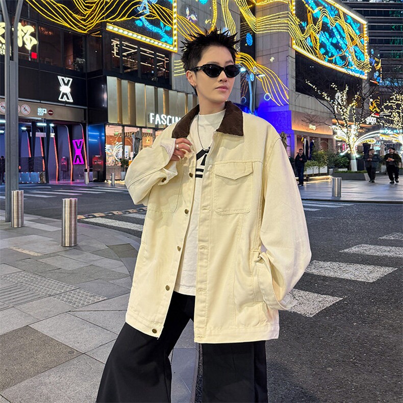 春秋季新款水洗夹克外套复古宽松休闲百搭上衣,男装夹克,星座410-7
