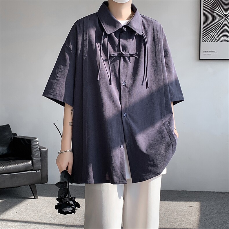 DSA059-CS10013-P45夏季新中式大码风唐装高级感短袖衬衫男,男装衬衫,电商A059