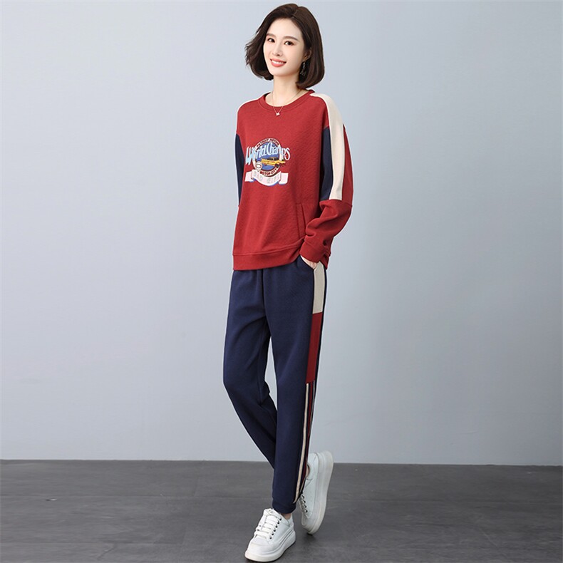卫衣套装女2024新款春秋款时尚洋气爆款中年妈妈运动休闲两件套潮,女装套装/套裙,忆绮罗
