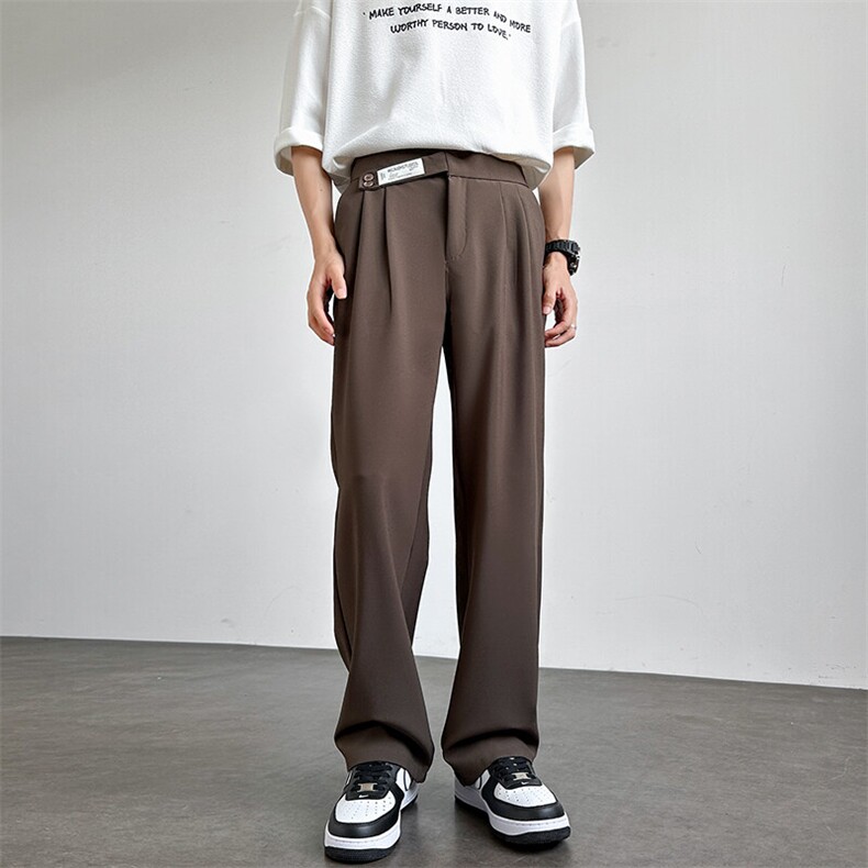 217-2-HK2452-P45夏季冰丝垂感西裤直筒休闲裤男大码西装长裤，男装西服套装，星座217-2