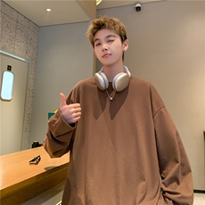 抖音供货2025春装新款纯色长袖T恤打底衫A158-CX888-P16特价，男装T恤，电商A158