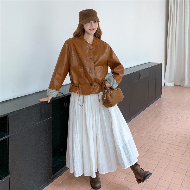 【新品有货】美拉德风复古皮衣外套2C213-910-P165-K238,女装短外套,2C213