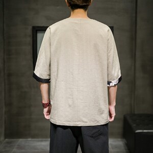 春夏新款风唐装短袖t恤男棉麻七分袖DSA008/T063/P60图片