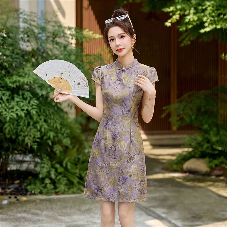 新中式改良旗袍连衣裙女夏2026新款高级感小个子精致提花裙子,女装连衣裙,丽影随形