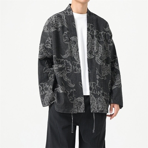 春夏 日系复古道袍休闲宽松新中式汉服开衫长袖外套潮 H335/P110图片