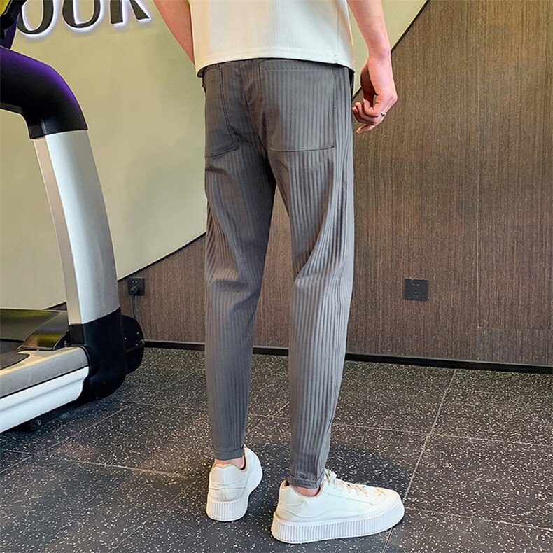 秋季新款修身小脚休闲裤提花抽绳长裤社会小伙潮901k300p48,男装休闲裤,星座901