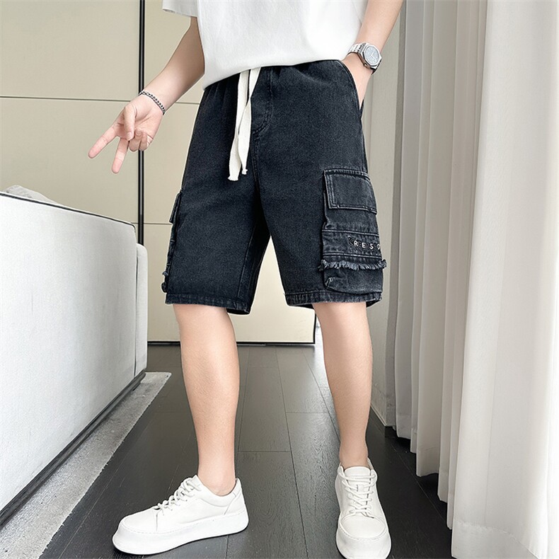 301A-1DK13P58控78店主风社会小伙风夏季工装牛仔五分短裤,男装牛仔裤,星座301A-1