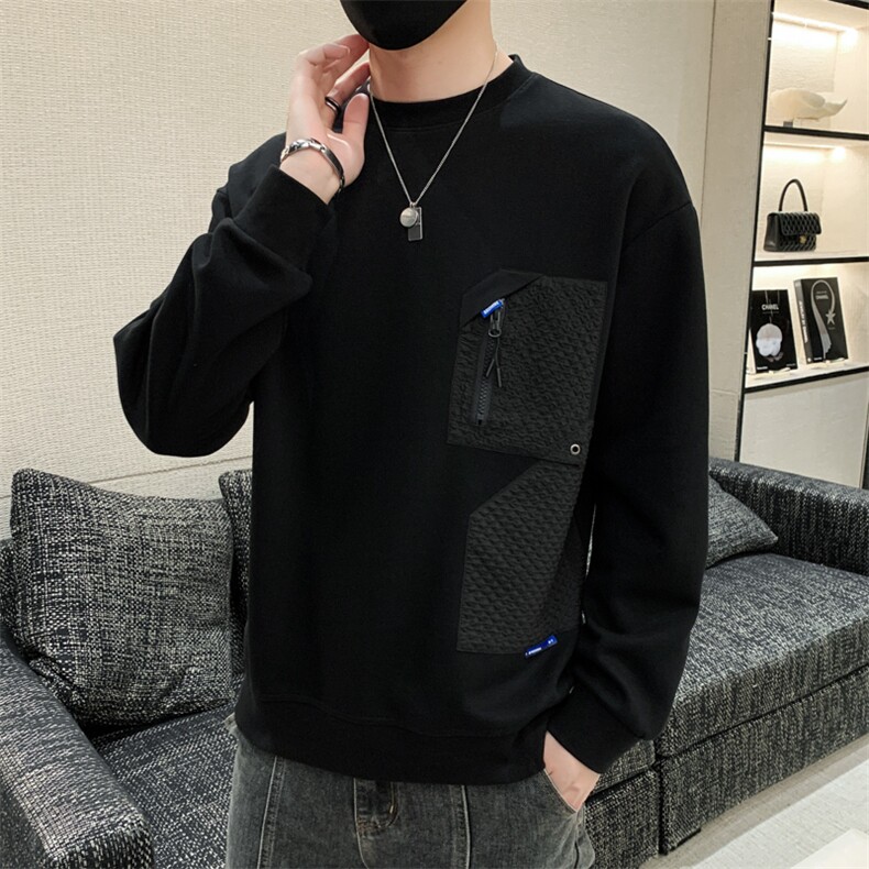 M-8XL秋季加绒加厚胖子拼接圆领卫衣男,男装卫衣,星座209