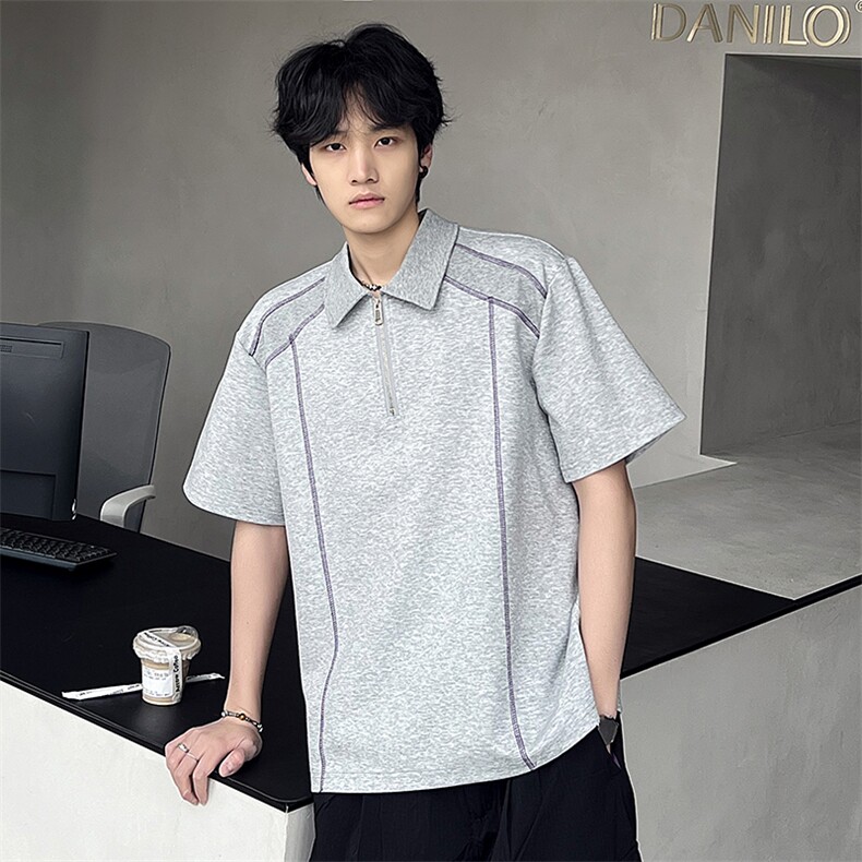 现货黑色正肩POLO衫短袖下架男翻领T恤美式半截袖,男装T恤,电商C307