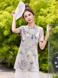新中式印花改良旗袍女2026夏季新款气质上衣图片