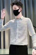 CS8909-P65控95春秋季时尚男花色男装寸衫2025新款痞帅内搭打底衬，男装衬衫，星座102A（原电商D309-1）