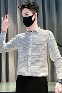 CS8909-P65控95春秋季时尚男花色男装寸衫2025新款痞帅内搭打底衬图片