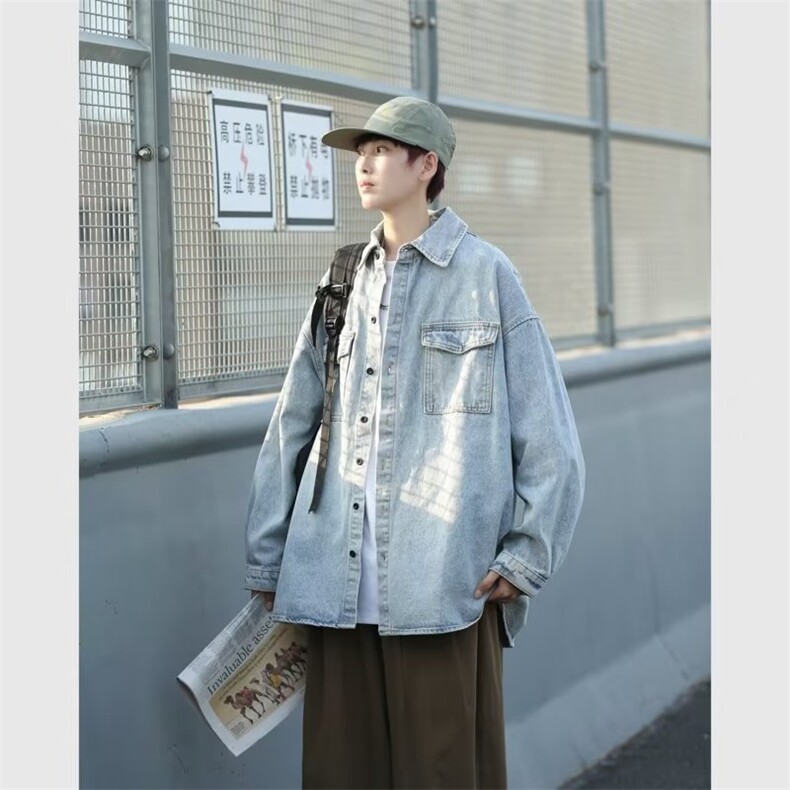 秋季水洗做旧牛仔外套美式复古百搭宽松工装夹克男W5687-P62,男装夹克,星座512-2
