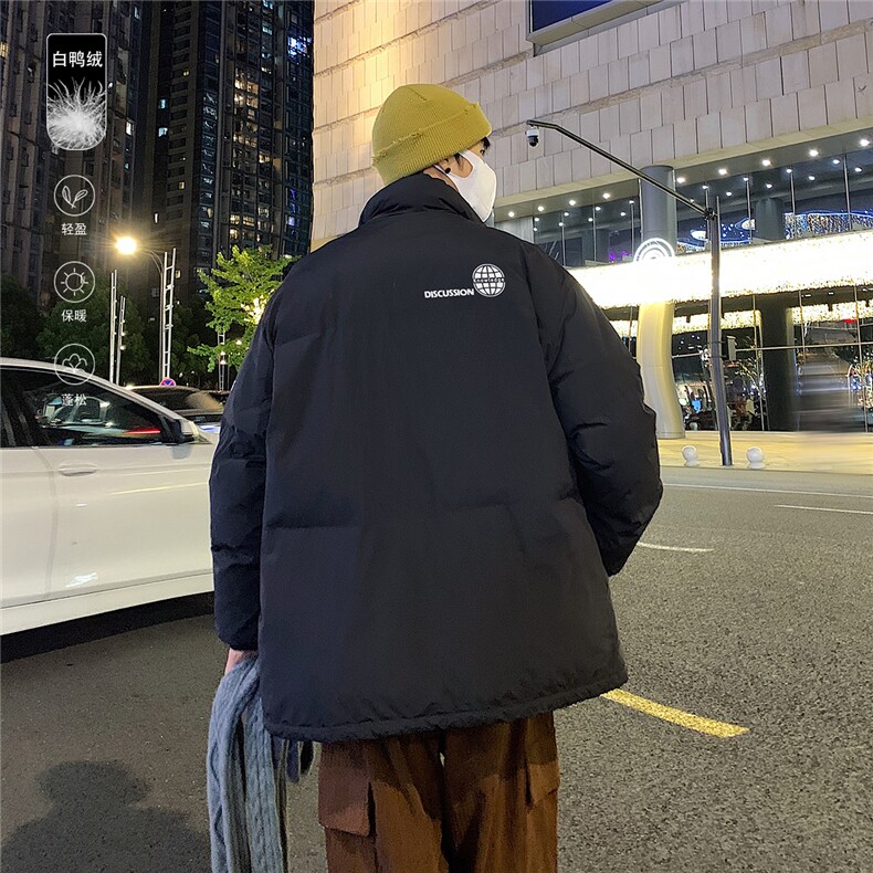 港风夜景时尚字母印花面包服白鸭绒羽绒服A247-YR193P195控258,男装羽绒服,电商A247