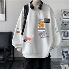 圆领卫衣男大码加厚加绒长袖t恤男S6121-P28加绒款-P33，男装卫衣，电商A040