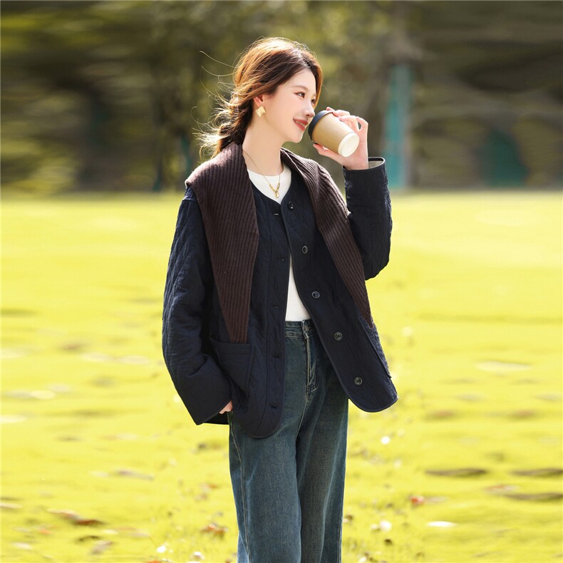 夹棉棉服女保暖舒适休闲2025冬季时尚休闲外套棉衣,女装棉衣/棉服,鑫源服饰