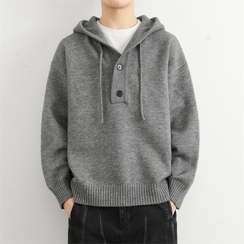 秋冬新款针织连帽套头加厚毛衣外套男女同款宽松休闲百搭慵懒上衣,男装针织衫/毛衣,星座914