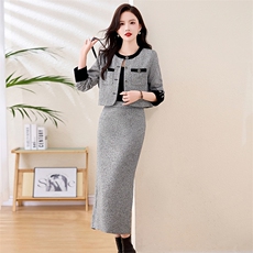 小香风外套套装女春秋穿搭2026新款黑色撞色贵夫人气质高端两件套，女装套装/套裙，衣之秀