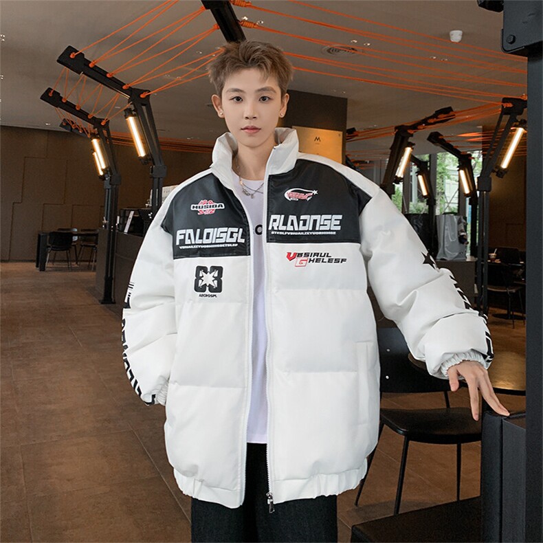 新款美式PU皮棉衣冬季加厚棉服潮牌机车外套ins男M6615-P128控168,男装棉衣,星座307A