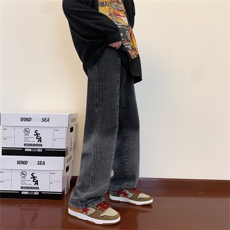 复古美式街头牛仔裤洗水扎染渐变男女休闲直筒裤拖地长裤8137-p48,男装牛仔裤,星座1008