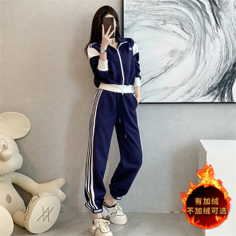 2024春四条杠休闲运动卫衣套装女小个子炸街洋气外套卫裤两件套,女装套装/套裙,江南