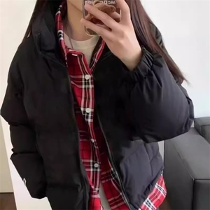 假两件格子衬衣棉服男女同款宽松加厚棉衣情侣开衫外图片
