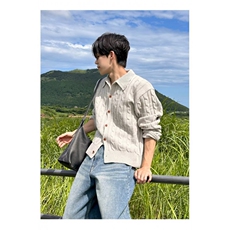 新款开衫毛衣美式复古慵懒风V领针织衫男纯色外套513AKS2597P52，男装针织衫/毛衣，星座513A