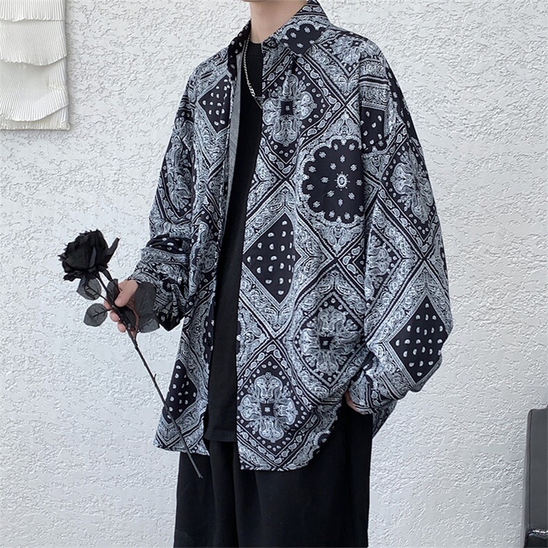 腰果花衬衫超火宽松百搭长袖衬衣个性韩版潮流休闲外套 W1306-P33图片