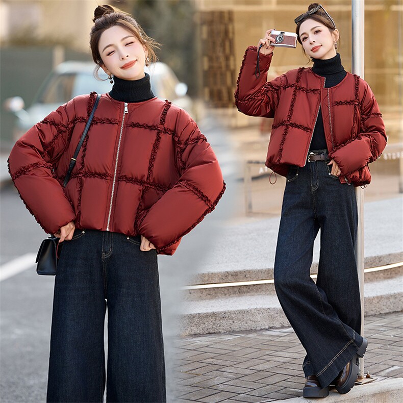 短款羽绒服女款冬季2024新款白鸭绒小个子超厚面包服外套,女装羽绒服,橙子家