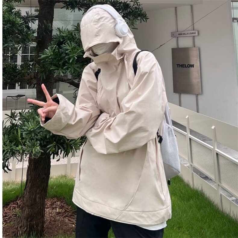 潮机能冲锋衣外套男春秋小众高街美式潮牌宽松户外工装连帽夹克,男装夹克,星座1210-1