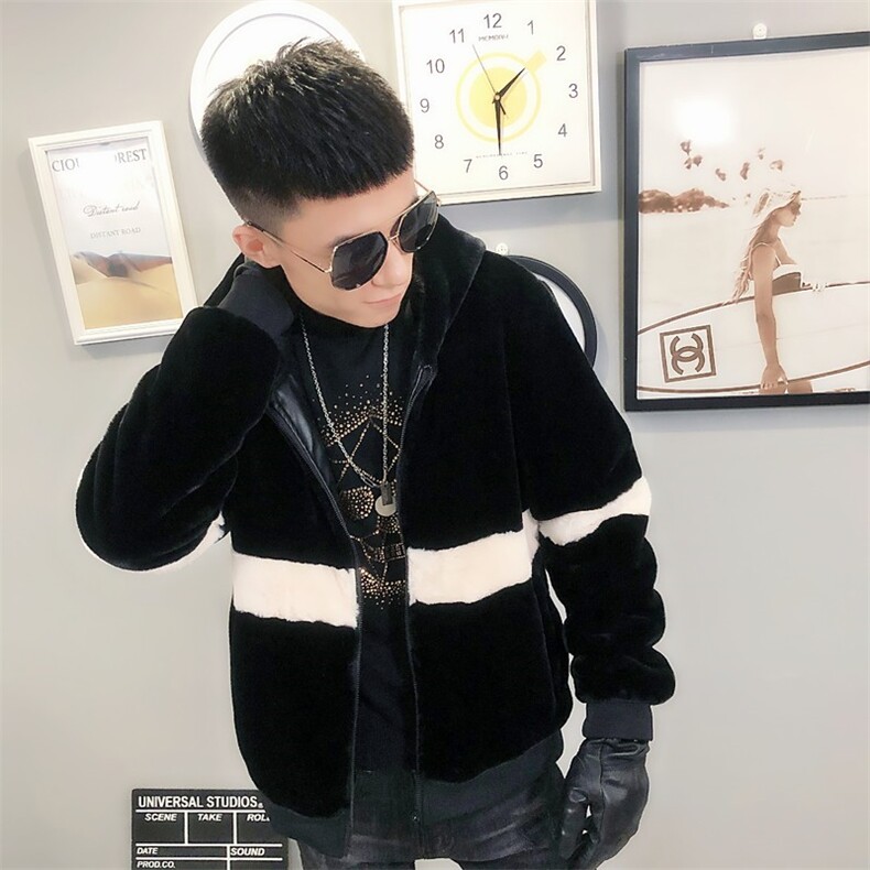 撞色仿皮草加绒棉服社会小伙加厚男棉衣保暖外套C301B-PC02,男装棉衣,电商C301B