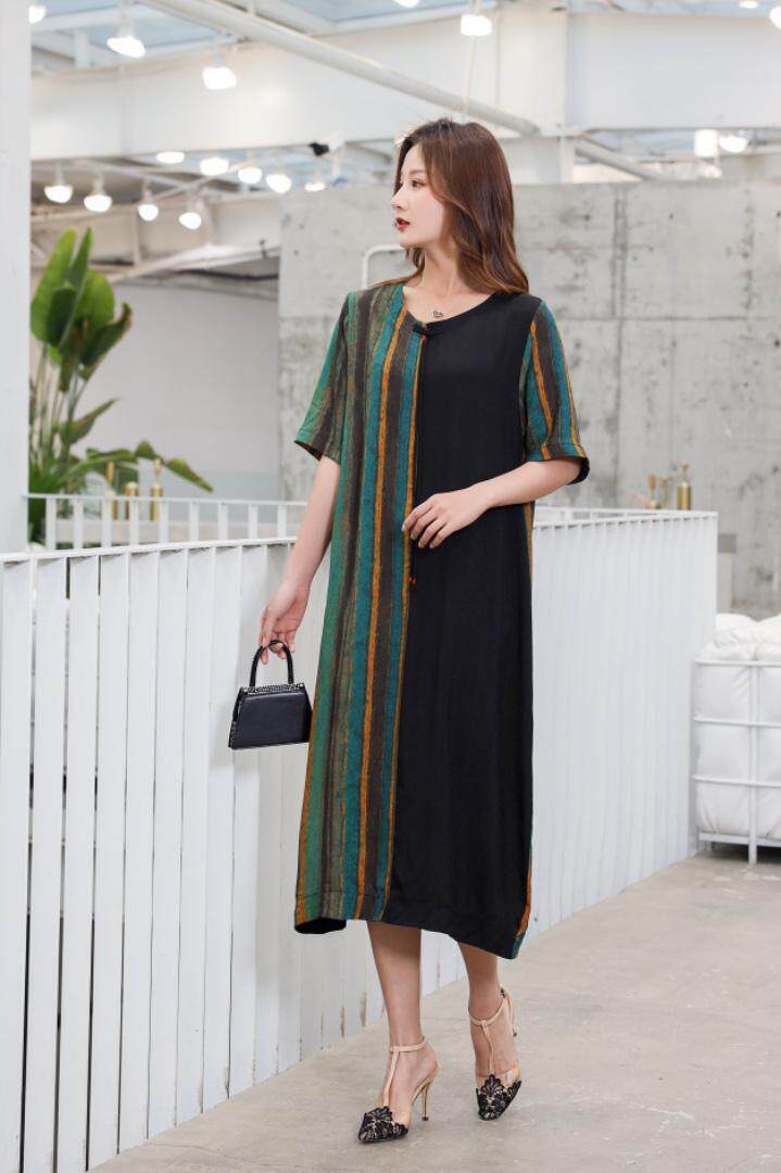 夏季大版妈妈款香云丝连衣裙，女装连衣裙，矢口日慧