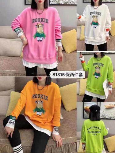 2021春装假两件新款卫衣,女装卫衣/绒衫,爱特儿AITER